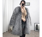 Otoño e Invierno nuevo abrigo de piel de zorro de longitud media abrigo de piel sintética de cuero completo para mujer abrigo de ajuste coreano moda cálida y ocio 6XL