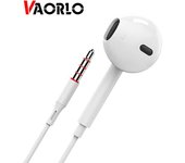 VAORLO-auriculares con cable, subwoofer de 3,5 MM, graves súper HiFi, cómodos, intrauditivos, compatibles con teléfonos inteligentes, PC y portátil blanco