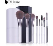 DUcare 8 Uds brocha de maquillaje blanca base profesional en polvo rubor sombra de ojos cejas Kabuki mezcla juego de brochas de maquillaje con cilindro