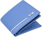 Cartera de piel azul claro y blanca para hombre con diseño de ciervo azul claro/blanco