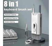 Kit de limpieza de teclado 8 en 1, cepillo limpiador de auriculares para AirPods, computadora, tableta, computadora portátil, pantalla de TV, herramientas de limpieza de teléfono móvil blanco