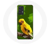 Coque pour Samsung Galaxy A13 4G / A13 4G Lite Oiseaux de Perruches jaune Fond Vert