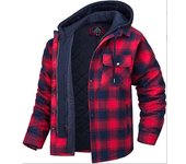 Camisa de franela para hombre, chaqueta con capucha extraíble, abrigos de invierno con forro acolchado a cuadros, sudadera gruesa, ropa de abrigo, camisas de polar para hombre XXL blanco