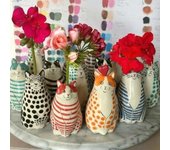 Jarrón de resina con diseño de gato y lunares, florero con diseño de gato, florero para el hogar, estantería, decoración de mesa, pequeños jarrones con forma de animal para gato