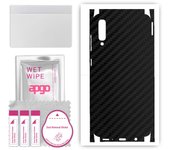 apgo Protective Skin Sticker for the back+sides compatible with Samsung Galaxy A70, Full Wrap Film, Foil, Vinyl - Pattern Carbon Black
