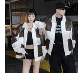 Otoño e Invierno Ropa de Cuero para Hombres Marca de Moda Chaqueta Suelta Pareja Abrigo a Prueba de Viento Chaqueta de Cuero con Solapa Informal para Hombres y Mujeres jóvenes S