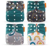 Pañales de tela para bebé, pañales de bolsillo de tela elásticos, reutilizables y lavables, con fuerte absorción, 4 Uds. BK17 varios colores