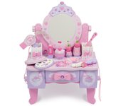 Tocador de jardín para madres, juguete de tiara, tocador rosa con 12 accesorios, tocador de madera para niñas de 4 años, regalo de cumpleaños, juguete de maquillaje para celebrar.