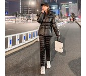 Conjunto de invierno para mujer, traje de esquí para exteriores, chaqueta cálida pura + pantalones, conjunto de 2 piezas 2XL