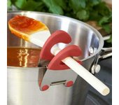 Clips laterales para olla de acero inoxidable, soporte antideslizante para cuchara, utensilios de cocina prácticos, 1 ud. rojo