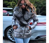 Abrigos de invierno para mujer, parka, abrigo de piel sintética, chaquetas de invierno con cremallera, parka de plumón de manga larga, chaquetas de invierno para mujer, tallas grandes, corte holgado S negro