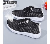 Zapatos blancos pequeños, zapatos de malla transpirables de verano para mujer, zapatos finos para mujer, zapatos informales con recortes versátiles, zapatos para mamá 35 blanco