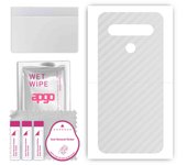 Adhesivo protector trasero apgo compatible con LG K61, película envolvente, lámina, vinilo - Patrón de carbono transparente