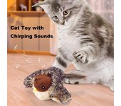 Juguete interactivo para gatos con forma de pájaro que aletea, juguete de pájaro que simula un canto, juguete de peluche recargable por USB con control remoto para gatos de interior Bird