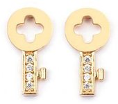 Les Trésors De Lily [M8923] - Pendientes chapados en oro 'Clé de l'Amour' oro blanco - 11x6 mm oro