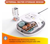 Incubadora para huevos para incubar, giro automático de huevos, bandeja multifuncional para huevos, cubierta transparente Model A (12 eggs)  US Plug blanco