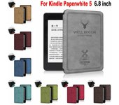 Funda Funda inteligente de 6,8 pulgadas carcasa protectora de cuero PU para Kindle Paperwhite 5 Home Office azul de océano