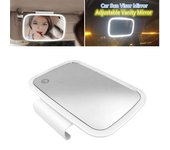 Espejo de tocador para coche con carga inalámbrica, espejo parasol, espejo LED con interruptor táctil, espejo de maquillaje con 3 modos de iluminación, espejo retrovisor para asiento trasero de coche