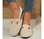 Zapatos de tela de verano, zapatos de malla hueca transpirables para mujer, zapatos planos casuales 36 negro