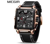 Reloj MEGIR creativo para hombre, relojes de cuarzo con cronógrafo de lujo de la mejor marca, reloj de pulsera militar deportivo de cuero para hombre, relojes de pulsera Saat marrón