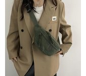 Riñonera informal de pana para mujer, bolso de cintura tipo plátano, bandolera de hombro, con bolsillo negro