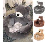 Osito de peluche Donut Cama para perro Mascota Gato Cómoda Cama cálida y esponjosa Colchón nido S gris