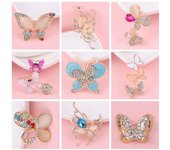 Exquisito juego de joyas y accesorios de belleza DIY con forma de mariposa: Hebilla con placa de flores, decoración para funda de móvil, tocados de aleación con diamantes. D103 Full Diamond Double Layer Butterfly