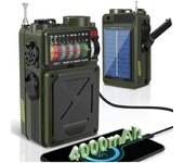 Radio portátil de emergencia solar para exteriores con dinamo y manivela, USB, vintage, AM/FM/SW, banda completa, altavoz Bluetooth 5.0 con linterna SOS.