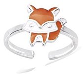 Bague argent enfant 'Renard' orange argenté (rhodié) - 9x9 mm 44 naranja