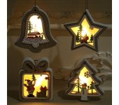 Adornos navideños Luces navideñas Colgantes de madera iluminados Colgantes para árboles de Navidad Regalos de Navidad Bell