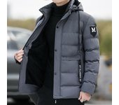Chaqueta con capucha cálida de otoño e invierno para hombre, chaqueta holgada y esponjosa con cremallera, chaqueta de gran tamaño, chaqueta cálida delgada y gruesa XXXXL gris