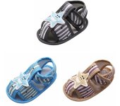 Zapatos para primeros pasos para bebés recién nacidos, niñas y niños, sandalias huecas con patrón de estrella, zapatillas de deporte de suela blanda de algodón para niños pequeños L