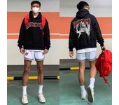 Sudadera con capucha para hombre en primavera y otoño, chaqueta versátil con estampado de letras sueltas y modernas, sudadera con capucha de manga larga para hombre, top informal M negro