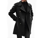 Abrigos de lana para hombre de otoño e invierno, abrigos de moda con cuello vuelto grueso y mezcla de lana informal, abrigos para hombre L caqui