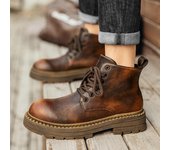 Botas de moda para hombre, estilo retro clásico británico, para uso diario, para exteriores, para motocicletas, de cuero, para negocios y oficina 39 marrón