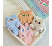 Lindo llavero de muñeco de peluche de gato, juguete de peluche suave y esponjoso, mochila con colgante para bolso café