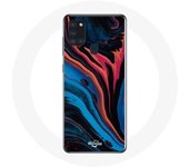 Coque Samsung Galaxy A21S blue Black red abstract texture background