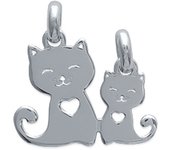 Les Trésors De Lily [J3084] - Pendentif Argent 'Chats' argenté (sécable) - 15x19 mm plata