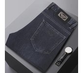 Vaqueros rectos elásticos de estilo europeo para hombre, pantalones de negocios gruesos que no requieren planchado para otoño e invierno. 32 azul/gris