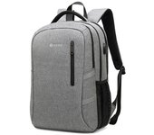 POSO Mochila informal para hombre, informal, con carga USB, impermeable, para ordenador portátil, mochilas escolares de 15,6 pulgadas para niños 15.6 inch gris