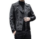 Chaqueta de cuero para hombre, ropa de moto juvenil de otoño, chaqueta de cuero para hombre, abrigo para hombre 3xl M azul