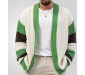 Suéteres tipo cárdigan de punto con patrón informal para hombre, suéter con cuello en V, cárdigans estampados de manga larga con frente abierto para hombre, chaqueta de punto cálida para otoño e invierno, prendas de vestir exteriores M verde