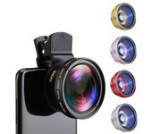 Accesorios Lente profesional para teléfono móvil de 37 mm Clip para lente Lente súper gran angular + macro HD plata