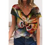 Camiseta XL-7XL de talla grande para mujer, camisetas de manga corta con cuello en V, camiseta informal para parejas con estampado Floral 3D, camisetas para amantes del verano XL