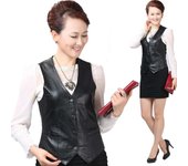 Chaqueta elegante y cálida sin mangas para mujer, chaleco de cuero suave, abrigo informal ajustado para otoño, chaleco de talla grande M-6XL M