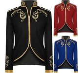Disfraz de Príncipe de palacio para Halloween, disfraz retro medieval renacentista, chaqueta con bordado dorado para hombre XXXXL blanco