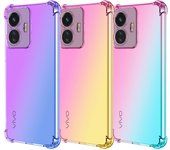 Funda de teléfono transparente con degradado, fina, antiarañazos, flexible, de TPU, a prueba de golpes, protectora para Vivo Y50t, Y53s, Y76s, Y78, Y91C, Y100, Y200e, Y71t Vivo Y53s 4G(Not Y53s 5G) oro/color rosa