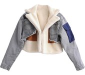 Chaqueta corta acolchada de invierno para mujer, diseño de solapa personalizado de manga larga XL negro