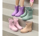 Botas de agua para mujer, para lluvia, de goma, impermeables, para jardinería, trabajo, pesca, hasta el tobillo, botas de lluvia gruesas, zapatos de cocina, 2024 36 negro