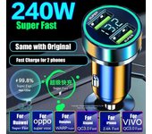 Cargador de coche Usb de 12v carga súper rápida con 2 puertos 240w para Huawei Oneplus Oppo Iphone 14 Pro Max Plus 13 12 11 Xiaomi Samsung Super Car Charger